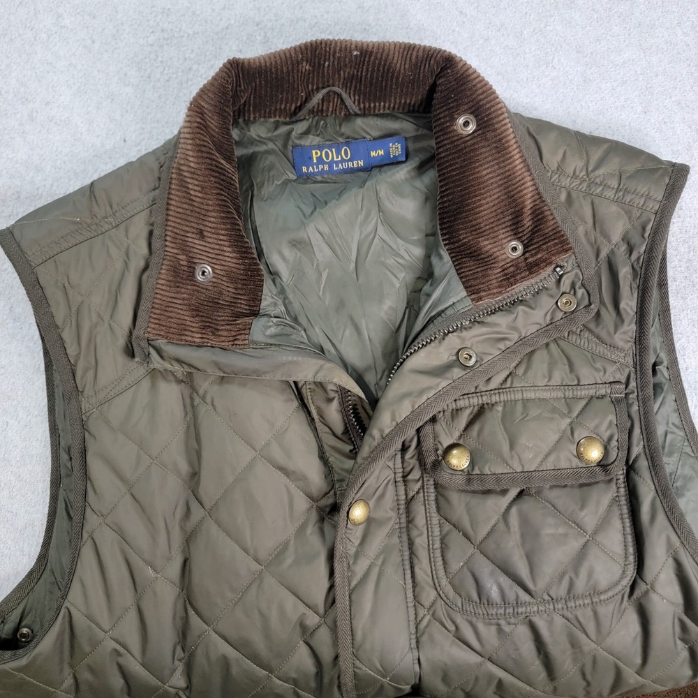 Polo Ralph Lauren Beaton Vest Men's Medium Green Quilted Utility Insulated